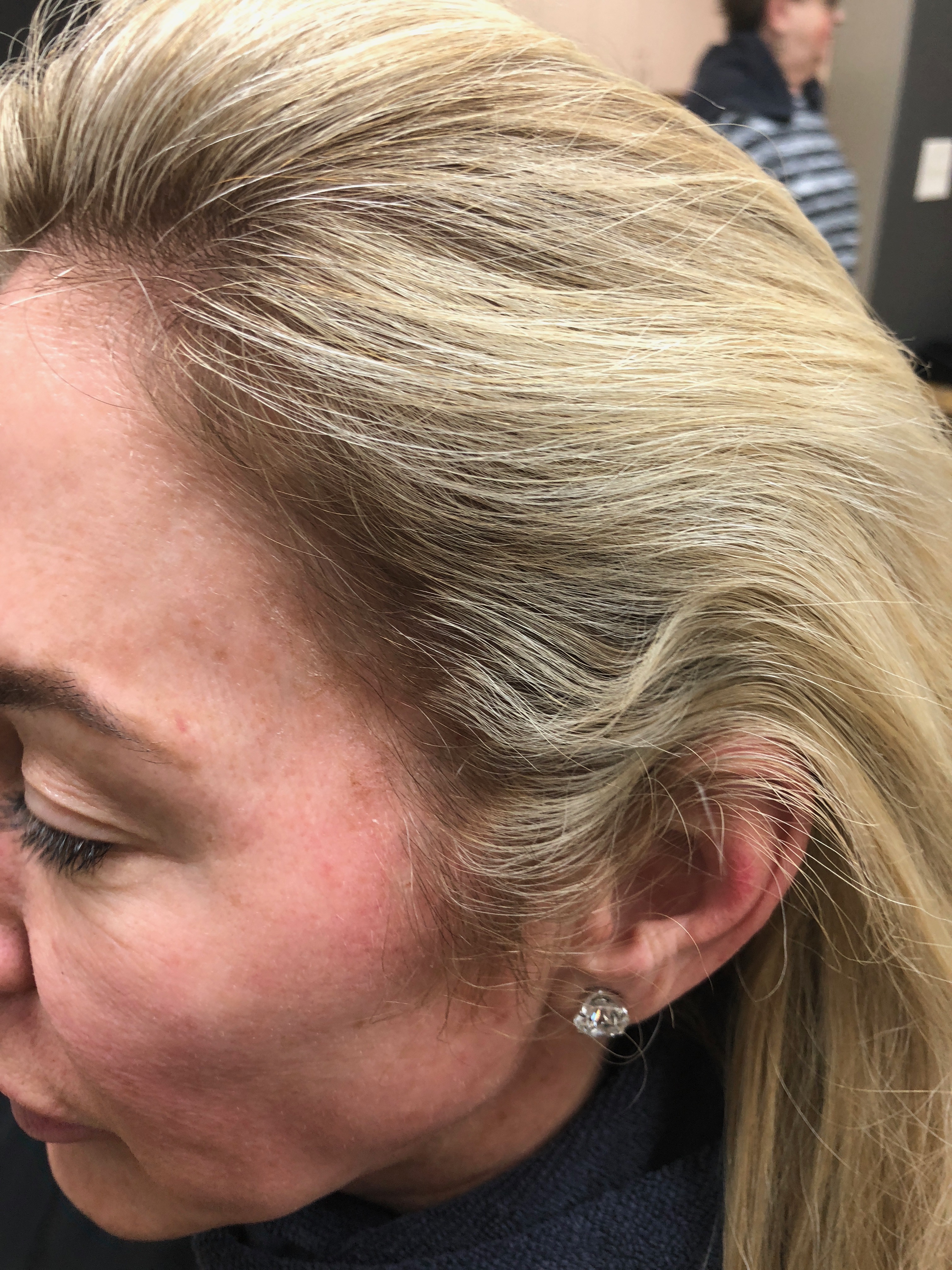 Before hair color correction on blond hair 2018