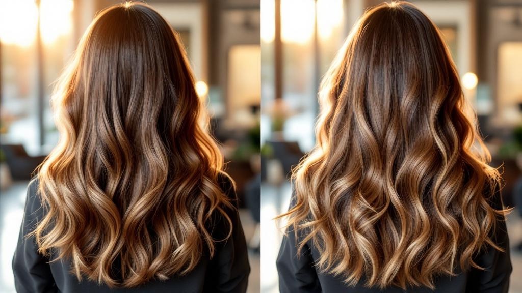 Balayage blonde highlights on dark hair transformation
